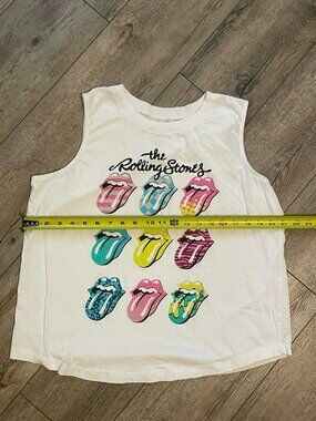 Women’s Tank Top, The Rolling Stones Sleeveless White Shirt, Size L
